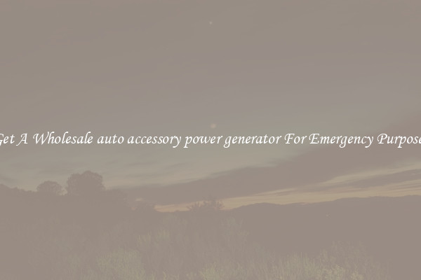 Get A Wholesale auto accessory power generator For Emergency Purposes