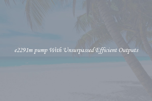 e2291m pump With Unsurpassed Efficient Outputs